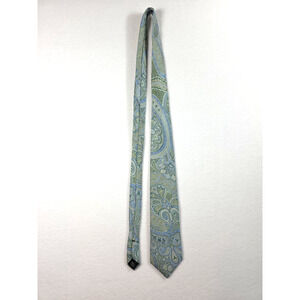 Geoffrey Beene Silk Green Blue Paisley Tie 60" 100% Silk